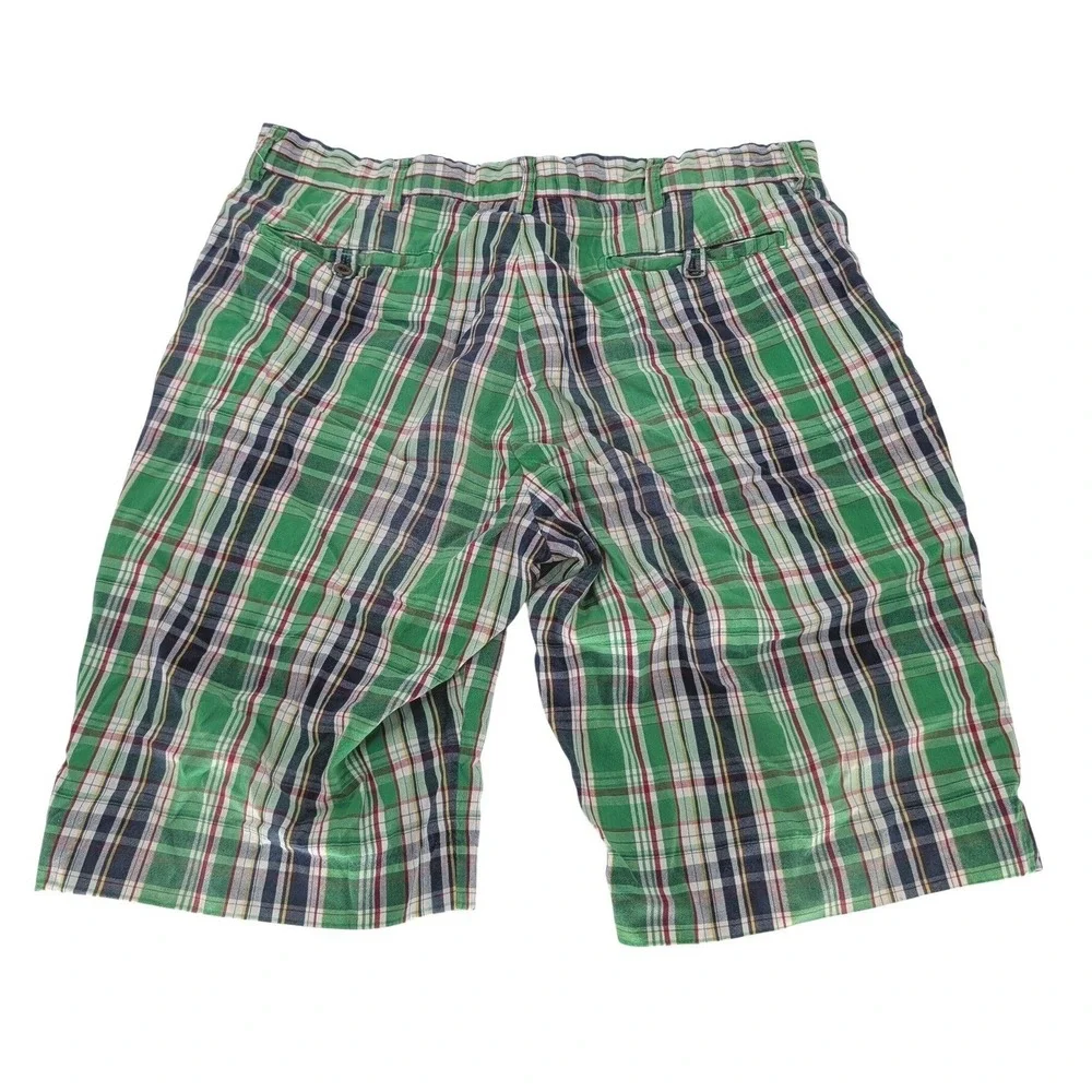 VTG Polo Ralph Lauren Plaid Madras Shorts Men 36 Green Cotton Preppy Grunge Golf